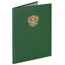 Папка адресная бумвинил зеленый, Герб России, формат А4, STAFF, 129581