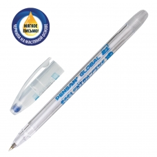 Ручка шариковая масляная PENSAN Global-21, СИНЯЯ, корпус прозрачный, узел 0,5 мм, линия письма 0,3 мм, 2221