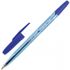 Ручка шариковая BRAUBERG Carina Blue, СИНЯЯ, корпус тонированный синий, узел 1 мм, линия письма 0,4 мм, BP215