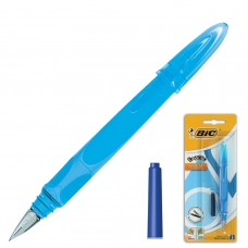 Ручка перьевая BIC EasyClic, корпус голубой, иридиевое перо, сменный картридж, блистер, 8479004