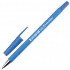 Ручка шариковая BRAUBERG Capital blue, СИНЯЯ, корпус soft-touch голубой, узел 0,7 мм, линия письма 0,35 мм, BP174