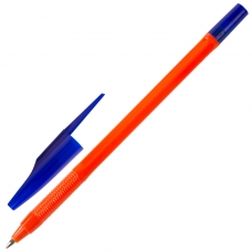 Ручка шариковая масляная STAFF Flare, СИНЯЯ, корпус оранжевый, узел 1 мм, линия письма 0,7 мм, OBP101