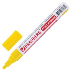 Маркер-краска лаковый paint marker 4 мм, ЖЕЛТЫЙ, БЕЗ КСИЛОЛА без запаха, алюминий, BRAUBERG PROFESSIONAL, 150872