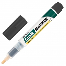 Маркер меловой MUNHWA Chalk Marker, 3 мм, ЧЕРНЫЙ, сухостираемый, для гладких поверхностей, CM-01