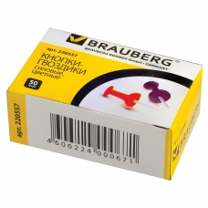 Силовые кнопки-гвоздики BRAUBERG, цветные, 50 шт., в картонной коробке, 220557