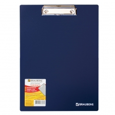 Доска-планшет BRAUBERG Contract, плотная, с верхним зажимом, А4, 313х225 мм, пластик, синяя, 1,5 мм, 223490