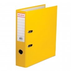 Папка-регистратор с покрытием из полипропилена, 75 мм, прочная, с уголком, BRAUBERG, желтая, 226599