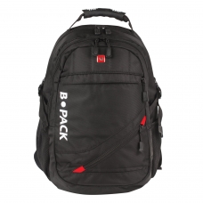 Рюкзак B-PACK S-01 БИ-ПАК универсальный, с отделением для ноутбука, влагостойкий, черный, 47х32х20 см, 226947