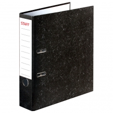Папка-регистратор STAFF Бюджет с мраморным покрытием, 70 мм, без уголка, черный корешок, 227185