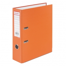Папка-регистратор BRAUBERG с покрытием из ПВХ, 80 мм, с уголком, оранжевая удвоенный срок службы, 227199
