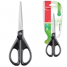 Ножницы MAPED Франция Essentials Green, 170 мм, черные, картонная упаковка с европодвесом, 467010, 468010