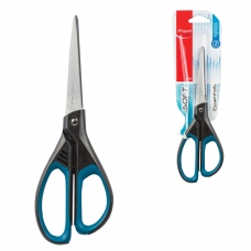 Ножницы MAPED Франция Essentials Soft, 210 мм, прорезиненные ручки, черно-синие, европодвес, 469210, 468310