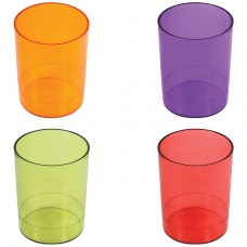 Подставка-органайзер СТАММ стакан для ручек, 4 цвета ассорти, тонированный красный, зеленый, оранжевый, фиолетовый, СН60