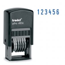 Нумератор 6-разрядный, оттиск 15х3,8 мм, синий, TRODAT 4836, корпус черный, 53199