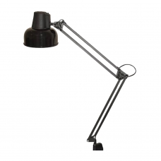 Светильник настольный Бета, на струбцине, лампа накаливания/люминесцентная/светодиодная, до 60 Вт, черный, высота 70 см, Е27