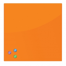Доска магнитно-маркерная стеклянная, оранжевая, 45х45 см, 3 магнита, BRAUBERG, 236738