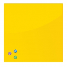 Доска магнитно-маркерная стеклянная, желтая, 45х45 см, 3 магнита, BRAUBERG, 236739