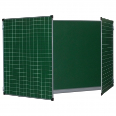 Доска для мела, магнитная BRAUBERG, 100х150/300 см, 3-х элементная, дополнительно линия/клетка, зеленая, ТЭ-300Мр