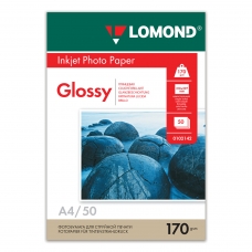 Фотобумага LOMOND для струйной печати, А4, 170 г/м2, 50 л., односторонняя глянцевая, 0102142