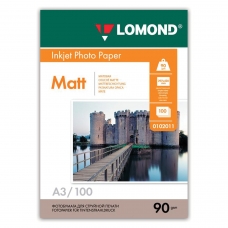 Фотобумага LOMOND для струйной печати, A3, 90 г/м2, 100 л., односторонняя матовая, 0102011
