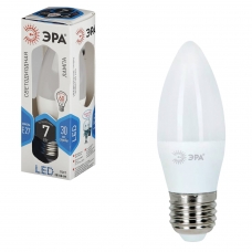 Лампа светодиодная ЭРА, 7 60 Вт, цоколь E27, свеча, холодный белый свет, 30000 ч., LED smdB35-7w-840-E27