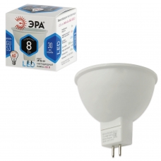 Лампа светодиодная ЭРА, 8 60 Вт, цоколь GU5.3, MR16, холодный белый свет, 30000 ч., LED smdMR16-8w-840-GU5.3