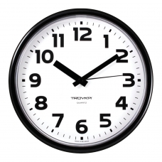 Часы настенные TROYKA 91900945, круг, белые, черная рамка, 23х23х4 см