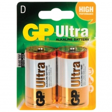 Батарейки GP Ultra, D LR20, 13А, алкалиновые, комплект 2 шт., в блистере, 13AU-CR2