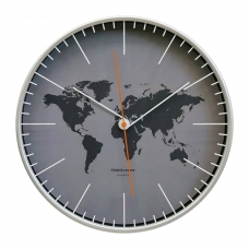 Часы настенные TROYKA 77777733, круг, серые, серебристая рамка, 30,5х30,5х5 см
