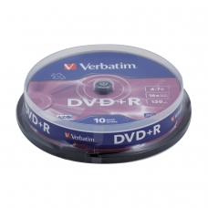 Диски DVD+R плюс VERBATIM 4,7 Gb 16x, КОМПЛЕКТ 10 шт., Cake Box, 43498