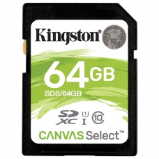 Карта памяти SDXC 64 GB KINGSTON Canvas Select Plus UHS-I U1, 100 Мб/сек class 10, SDS2/64 GB, SDS/64GB