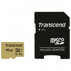 Карта памяти microSDHC 16 GB TRANSCEND UHS-I U1, 95 Мб/сек class 10, адаптер, TS16GUSD300S-A