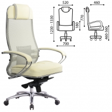 Кресло офисное МЕТТА SAMURAI SL-1, сверхпрочная ткань-сетка/кожа, бежевое