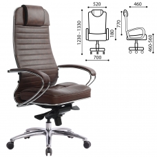 Кресло офисное МЕТТА SAMURAI KL-1, кожа, темно-коричневое