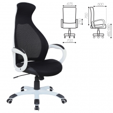 Кресло офисное BRABIX Genesis EX-517, пластик белый, ткань/экокожа/сетка черная, 531573