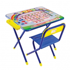 Стол детский + стул ДЭМИ, рост 2, складной, с пеналом, синий каркас, Алфавит