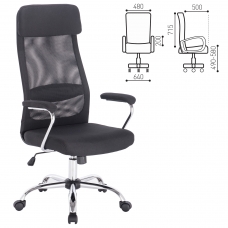 Кресло офисное BRABIX Flight EX-540, хром, ткань, сетка, черное