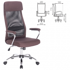 Кресло офисное BRABIX Flight EX-540, хром, ткань, сетка, коричневое