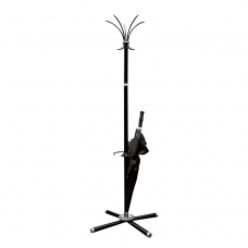 Вешалка-стойка Классикс-ТМ3, 1,8 м, крестовина 70х70 см, 5 крючков + место для зонтов, металл, черная, Классик-ТМ3,чер