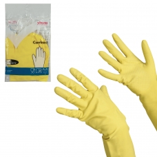 Перчатки хозяйственные резиновые VILEDA Контракт с х/б напылением, размер L большой, желтые, 101018