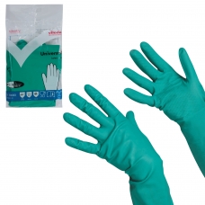 Перчатки хозяйственные нитриловые VILEDA, универсальные, антиаллергенные, размер L большой, зеленые, 100802