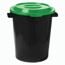Контейнер 60 литров для мусора, БАК+КРЫШКА высота 55 см, диаметр 48 см, ассорти, IDEA, М 2393/СЕРЫЙ