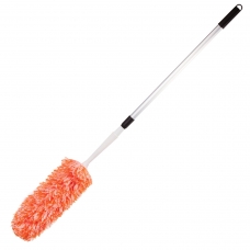 Сметка-метелка для смахивания пыли ЛАЙМА, телескопическая ручка нержавеющая сталь, 160 см, оранжевая, 603619