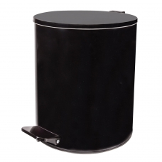 Ведро-контейнер для мусора с педалью УСИЛЕННОЕ, 15 л, кольцо под мешок, черное, оцинкованная сталь