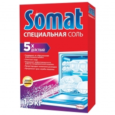 Соль от накипи в посудомоечных машинах 1,5 кг SOMAT Сомат 5 действий, 2117881