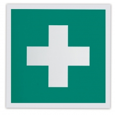 Знак Аптечка первой медицинской помощи, 200х200 мм, самоклейка, фотолюминесцентный, ЕС 01
