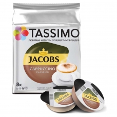 Капсулы для кофемашин TASSIMO JACOBS Cappuccino, натуральный кофе 8 шт. х 8 г, молочные капсулы 8 шт. х 40 г, Capuchino