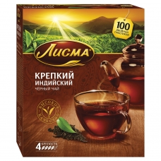 Чай ЛИСМА Крепкий, черный, 100 пакетиков по 2 г, 201933