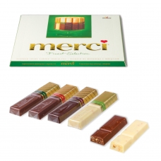 Конфеты шоколадные MERCI Мерси, ассорти из шоколада с миндалем, 250 г, картонная коробка, 014457-20