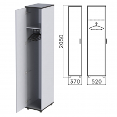 Шкаф для одежды Монолит, 370х520х2050 мм, цвет серый, ШМ52.11